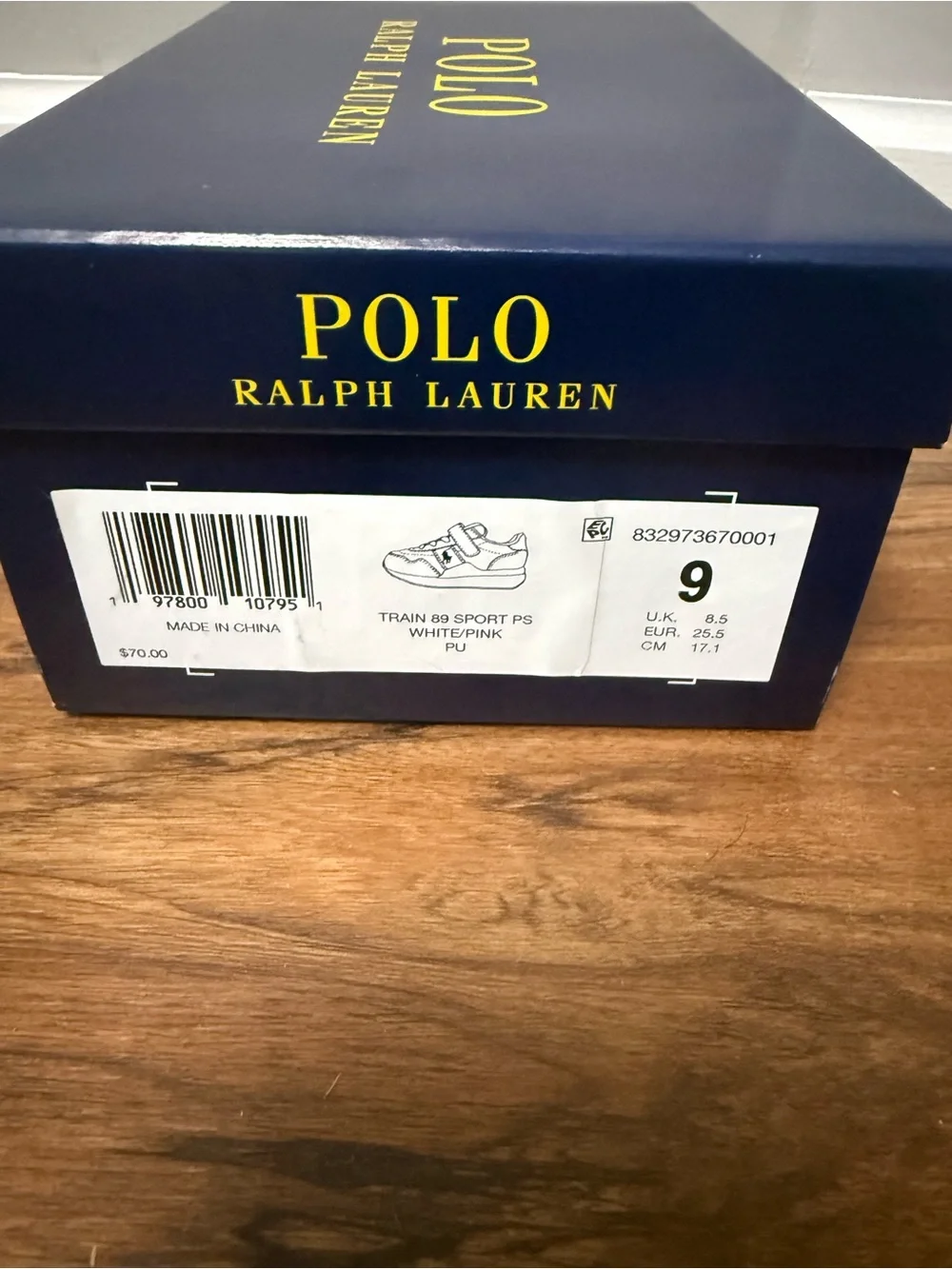 Ralph Lauren Kids White and Pink Velcro Sneakers